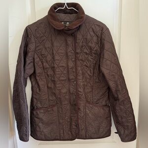 Barbour Brown Quilted Utility Jacket with Contrast Collar